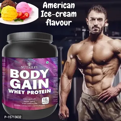 Nutriley Body Gain - Body Weight Muscle Fit | Increase Body Strength | Ayurvedic Product | Weight Gainer Powder for Women | Muscle Growth | Weight Gainer- 500 G American Ice Cream Flavour-thumb0