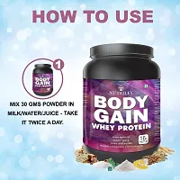 Nutriley Body Gain - Body Weight / Muscle Gainer Whey Protein Supplement Muscle Power | Body Gain Muscle Mass | Proteins | Muscle Gainer | Increase Body Strength | Muscle Gainer Elachi Flavour 1 KG-thumb3