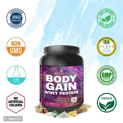 Nutriley Body Gain - Body Weight / Muscle Gainer Whey Protein Supplement Muscle Power | Body Gain Muscle Mass | Proteins | Muscle Gainer | Increase Body Strength | Muscle Gainer Vanilla Flavour 1 KG-thumb2