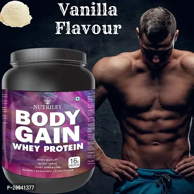 Nutriley Body Gain - Body Weight / Muscle Gainer Whey Protein Supplement Muscle Power | Body Gain Muscle Mass | Proteins | Muscle Gainer | Increase Body Strength | Muscle Gainer Vanilla Flavour 1 KG-thumb0