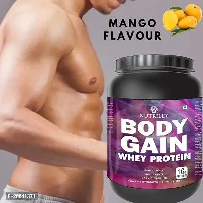 Nutriley Body Gain - Body Weight / Muscle Gainer Whey Protein Supplement Muscle Power | Body Gain Muscle Mass | Proteins | Muscle Gainer | Increase Body Strength | Muscle Gainer Mango Flavour 1 KG