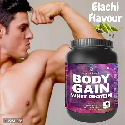 Nutriley Body Gain - Body Weight / Muscle Gainer Whey Protein Supplement Muscle Power | Body Gain Muscle Mass | Proteins | Muscle Gainer | Increase Body Strength | Muscle Gainer Elachi Flavour 1 KG-thumb0