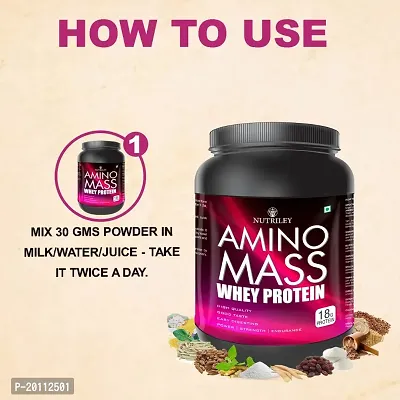 Nutriley Amino Mass - Body Weight / Muscle Gainer Whey Protein Supplement, Muscle Power | Body Gain Muscle Mass | Weight Gain Supplement | Proteins | Muscle Gainer Strawberry Flavour 1 KG-thumb4