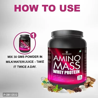 Nutriley Amino Mass - Body Weight / Muscle Gainer Whey Protein Supplement, Muscle Power | Body Gain Muscle Mass | Weight Gain Supplement | Proteins | Muscle Gainer Mango Flavour 1 KG-thumb4