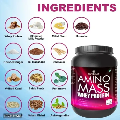 Nutriley Amino Mass - Body Weight / Muscle Gainer Whey Protein Supplement, Muscle Power | Body Gain Muscle Mass | Weight Gain Supplement | Proteins | Muscle Gainer Chocolate Flavour 1 KG-thumb2