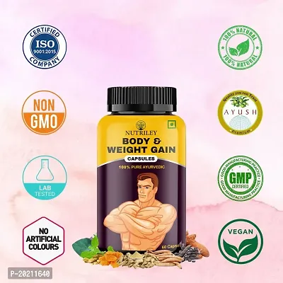 Nutriley Body Weight Gain Capsule for Mass Gain Advance Weight Gainer | Weight Gainer Capsules | Advanced Formulation| Weight Gain Capsules for women, Mass Gain Capsules |Muscle Building 60 Capsule-thumb3