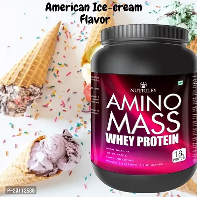 Nutriley Amino Mass - Body Weight / Muscle Gainer Whey Protein Supplement, Muscle Power | Body Gain Muscle Mass | Weight Gain Supplement | Proteins | Muscle Gainer American Ice Cream Flavour 1 KG-thumb0