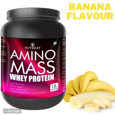 Nutriley Amino Mass - Body Weight / Muscle Gainer Whey Protein Supplement, Muscle Power | Body Gain Muscle Mass | Weight Gain Supplement | Proteins | Muscle Gainer Banana Flavour 1 KG