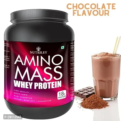 Nutriley Amino Mass - Body Weight / Muscle Gainer Whey Protein Supplement, Muscle Power | Body Gain Muscle Mass | Weight Gain Supplement | Proteins | Muscle Gainer Chocolate Flavour 1 KG-thumb0