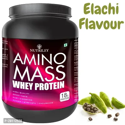 Nutriley Amino Mass - Body Weight / Muscle Gainer Whey Protein Supplement, Muscle Power | Body Gain Muscle Mass | Weight Gain Supplement | Proteins | Muscle Gainer Elachi Flavour 1 KG