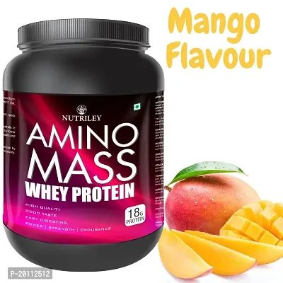 Nutriley Amino Mass - Body Weight / Muscle Gainer Whey Protein Supplement, Muscle Power | Body Gain Muscle Mass | Weight Gain Supplement | Proteins | Muscle Gainer Mango Flavour 1 KG-thumb0