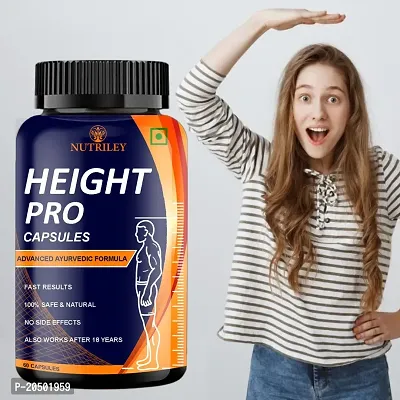 Nutriley Height Growth Capsule for Helps to Grow Taller 100% Ayurvedic Speed Growth Increase Height Increase Capsule, Height Badhane Ke Liye Height Capsule (60 Capsules)