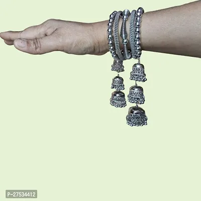 Oxidised Silver, Alloy Silver Bracelet For Women's-thumb4