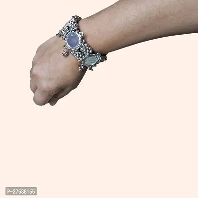 Oxidised Silver Plated Sterling Silver Artificial Beads Women's Bracelet
