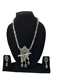 Antique Oxidised Silver Necklace Jewellery Set For Women's Pack of Two-thumb1