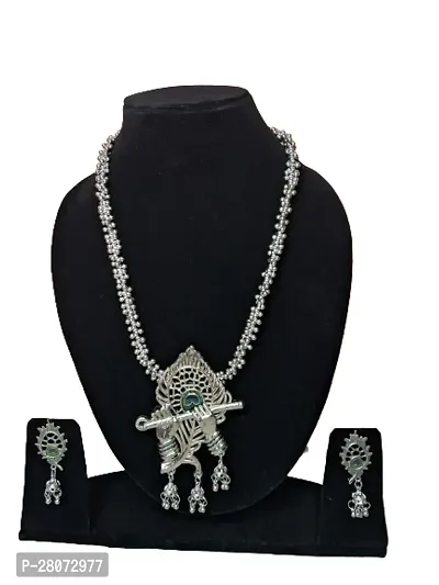 Antique Oxidised Silver Necklace Jewellery Set For Women's Pack of Two-thumb2