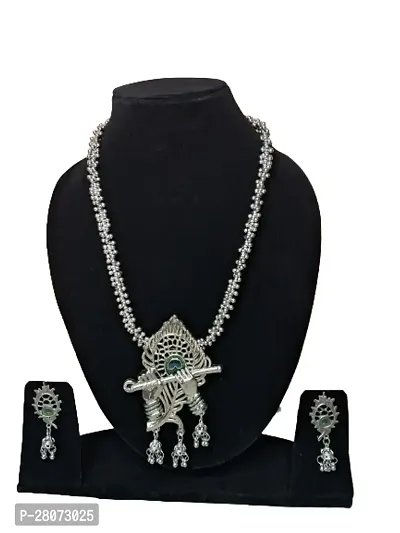 Antique Oxidised Silver Necklace Jewellery Set For Women's Pack of two-thumb2