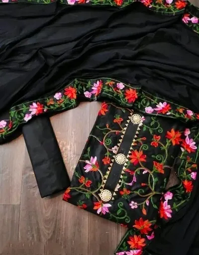 Festive Wear Cotton Embroidered Dress Material