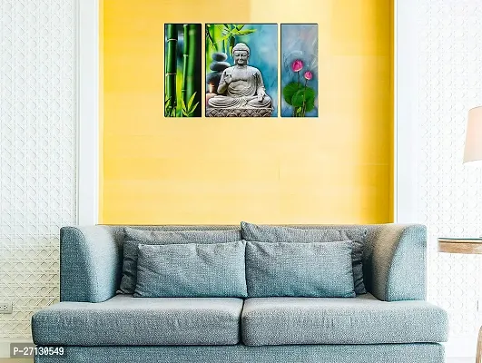 Garvin Creation Set of 3-Piece Digital Modern Art Buddha Wall Painting Set B8 -Perfect for 12x18inch Home Decoration-thumb4