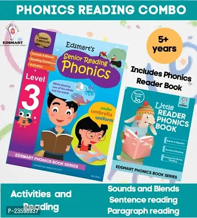 English phonics book combo, Phonics reader level 3 [48 pages] and Phonics reader book [16 pages small size] , Vowel Letter sounds , phonics activity book with sentence reading , Phonics books 4 years,