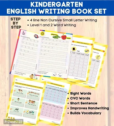 Complete KG English Letter and English Word Writing Book Set | Non Cursive Writing 3 book Combo | Handwriting Practice Book | 4 line kids writing book for Capital and Small Letter, two letters word wr-thumb4