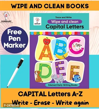 Wipe and Clean tracing book: Reusable Capital Letter Tracing Book for 2 year old| Best Pencil Control Tracing Book for Kids activity book with FREE Pen Included | Best abcd writing practice for kids