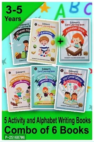 Nursery books set for kids 3 years - Set of 5 Nursery activity books + 1 Nursery Alpabet book (Letters, Pattern and Capital letter 4 line writing)-thumb0