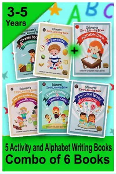 Nursery books set for kids 3 years - Set of 5 Nursery activity books + 1 Nursery Alpabet book (Letters, Pattern and Capital letter 4 line writing)