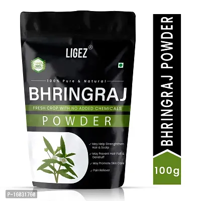 LIGEZ Natural Bhringraj Powder For Skin Whitening Powder For Body, Skin, and Hair - 100g (Pack of 1)-thumb0