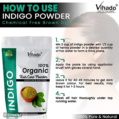 Vihado Pure Organic Natural (Indigofera Tinctoria) Indigo Leaf Powder for black hair 50g (Pack of 1)-thumb5