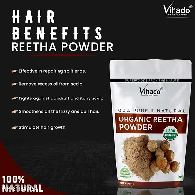 Vihado 100% Pure  Organic Reetha Powder 200g (Pack of 1)-thumb3