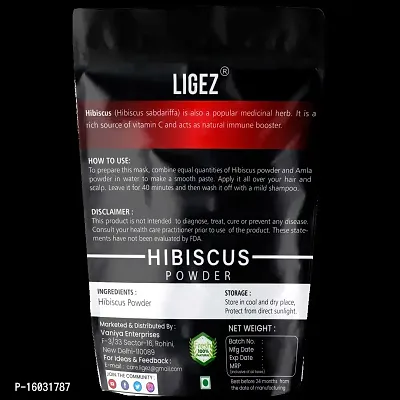 LIGEZ Herbal Pure and Natural Hibiscus Powder for Lustrous and Bouncy Hair - 400g (Pack of 1)-thumb2