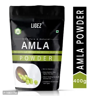 LIGEZ Natural Dry Amla Powder  For Anti- Hair-Fall,  Anti-Dandruff Hair - 400g(Pack of 1)