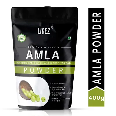 LIGEZ Natural Dry Amla Powder  For Anti- Hair-Fall,  Anti-Dandruff Hair - 400g(Pack of 1)