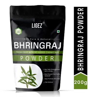 LIGEZ Herbal Product Bhringraj Leaves Powder for Fighting Hair Fall Naturally- 200g (Pack of 1)