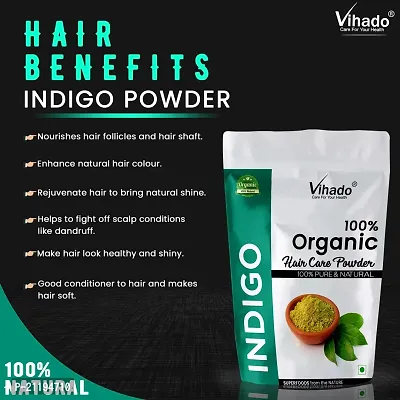 Vihado 100 Percent Natural Indigo Hair Colour Powder 250g (Pack of 1)-thumb4