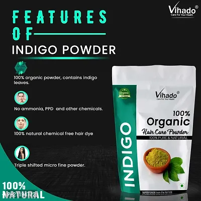 Vihado Naturals Pure  Natural Organic Indian Indigo Powder for Hair Care  Hair Growth 500g (Pack of 1)-thumb3