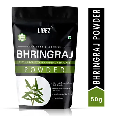 LIGEZ Natural Bhringraj Powder for hair growth and conditioning - 50g (Pack of 1)