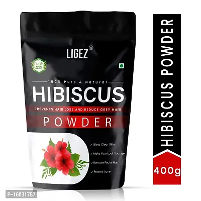 LIGEZ Herbal Pure and Natural Hibiscus Powder for Lustrous and Bouncy Hair - 400g (Pack of 1)-thumb0