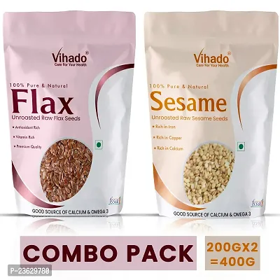 Vihado Flax Seed And Sesame Seed For Weight Loss And Eating 200G Combo Pack Of 2-thumb0
