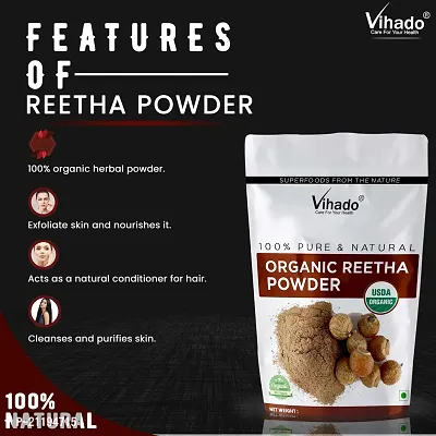 Vihado 100% Pure  Organic Reetha Powder 200g (Pack of 1)-thumb4