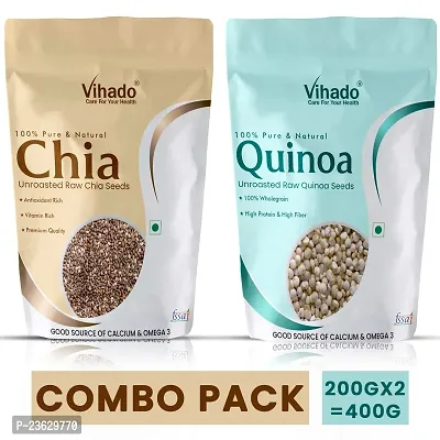 Vihado Chia Seed And Quinoa Seed For Weight Loss And Eating 200G Combo Pack Of 2