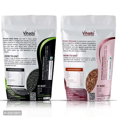 Vihado Basil Seed  Flax Seed For Weight Loss  Eating 200G Combo (pack of 2)-thumb2
