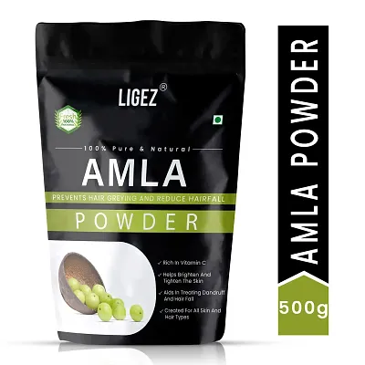 LIGEZ 100% Natural Amla Powder - For Shiny Looking Hair - 500g(Pack of 1)
