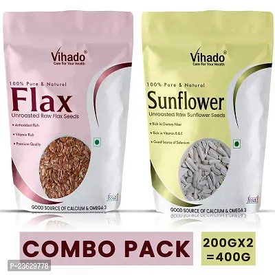 Vihado Flax Seed And Sunflower Seed For Weight Loss And Eating 200G Combo Pack Of 2