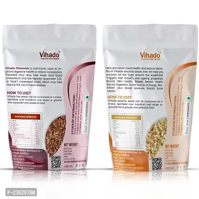 Vihado Flax Seed And Sesame Seed For Weight Loss And Eating 200G Combo Pack Of 2-thumb2
