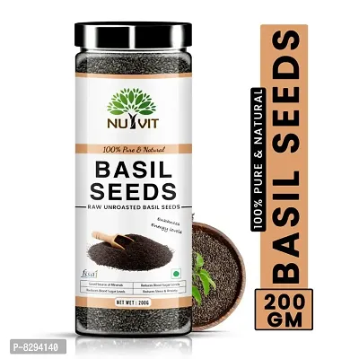 Nutvit Raw Basil / Sabja seed for Weight loss,Omega 3,Fiber Basil Seeds (200 g)