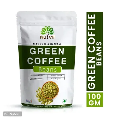 Nutvit Green Coffee Beans For Fat/Weight Loss Instant Coffee Roast  Ground Coffee 100Gram Pack of 1 Whole Coffee Beans-thumb0