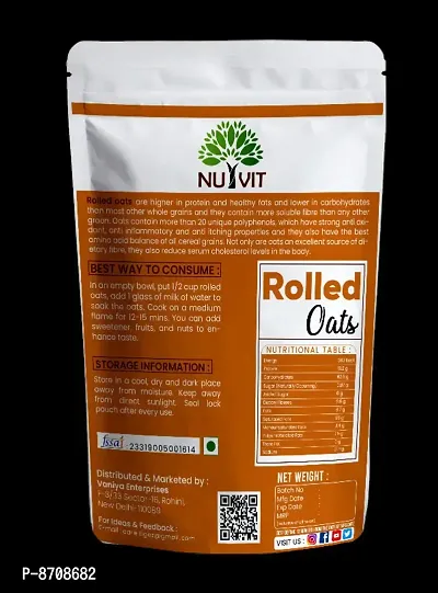 Nutvit Rolled Oats, High Protein  Fibre, Ready to Cook Breakfast, 100% Wholegrain Pouch (500 gm)-thumb4