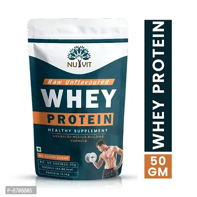 Nutvit Instantised Raw Concentrate 80% Unflavoured Whey Protein Powder 50g (Pack of 1)